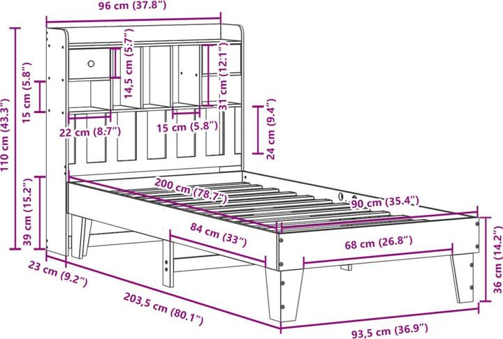 Actual product image vidaXL Bed (90 x 200 cm)