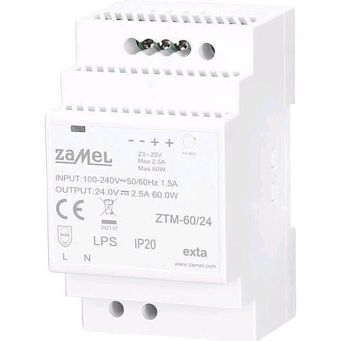 Zamel, Zubehör Beleuchtung, HutschienenVorschaltNetzgerät 24VDC60W2,5A ZTM6024