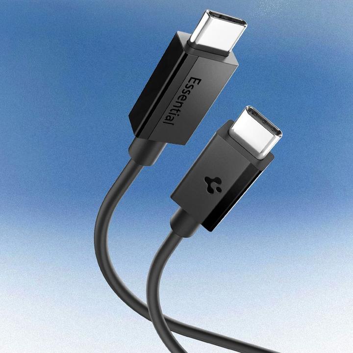 Immagine prodotto Spigen - Data Cable Essential (EB6020CC) - Fast Charging, 2x Type-C, 60W, 480Mbps, 2m - Black (2 m, USB 2.0, 60 W)