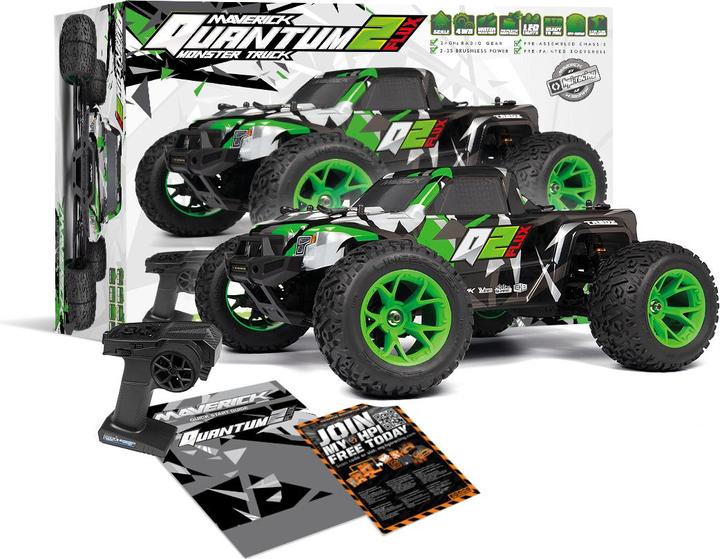 Actual product image Maverick Quantum2 MT Flux 1/10th Monster Truck - Green (ARR Almost Ready to Run)