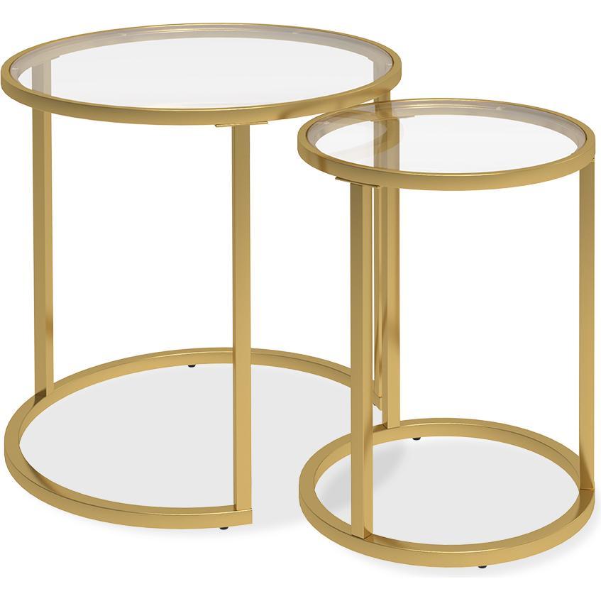 Vicco, Couchtisch + Beistelltisch, Beistelltisch-Set Sevilla, Glas, 50 x 35 cm 2er Set