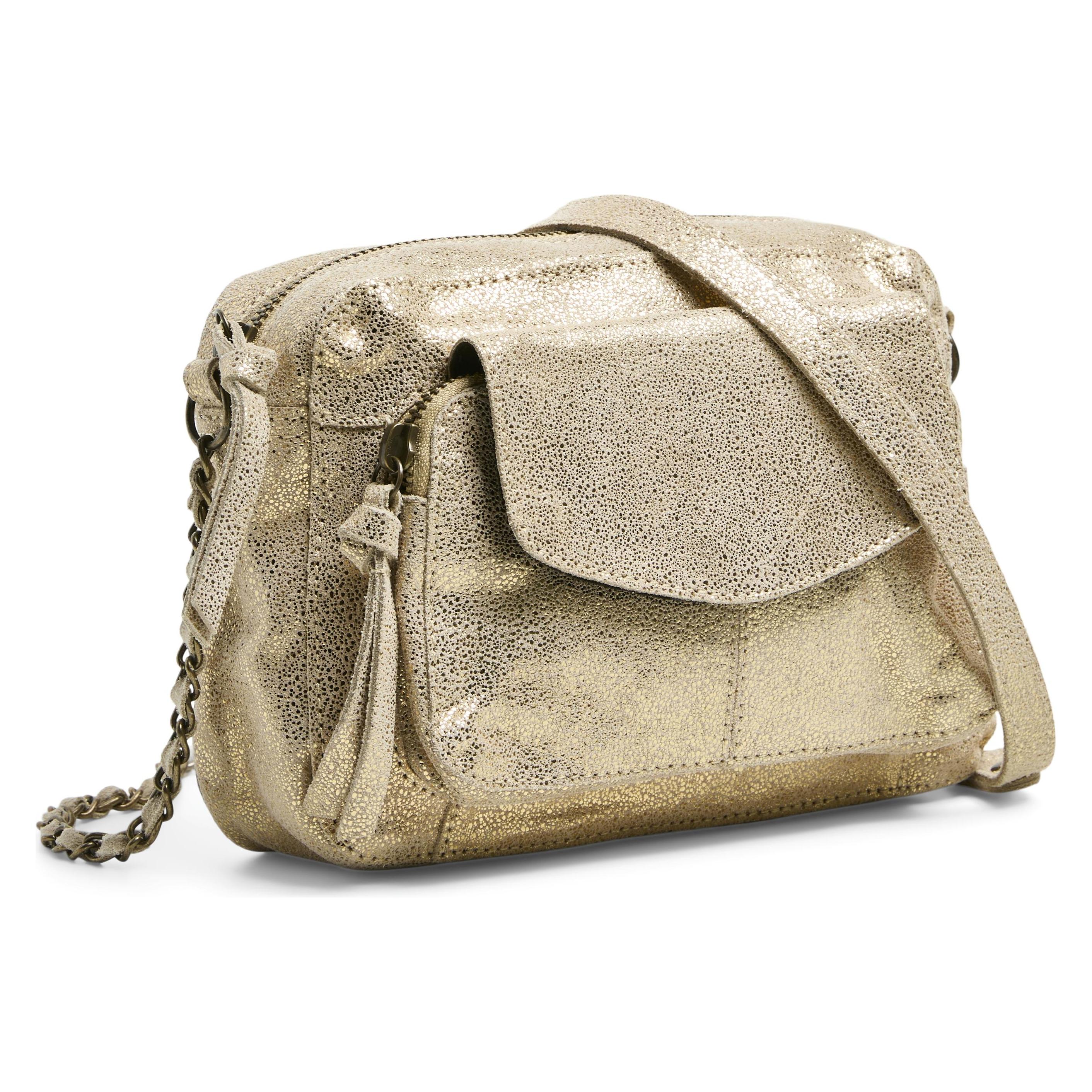 Pieces, Handtasche, Leder- Umhängetasche, Gold