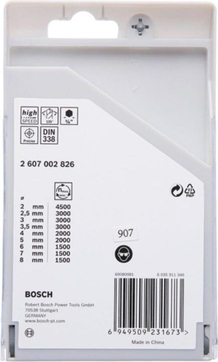 Produktbild Bosch Professional Zubehör HSS PointTeQ Sechskantbohrer-Set, 9-tlg., 2–8 mm (2 mm, 2.5 mm, 3 mm, 3.5 mm, 4 mm, 5 mm, 6 mm, 7 mm, 8 mm)