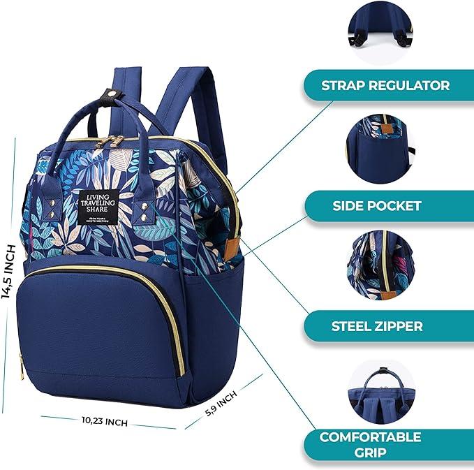 Immagine prodotto Only-Bags.Store Borsa per pannolini con stampa a foglie, zaino per mamma con maniglia superiore, zaino da viaggio