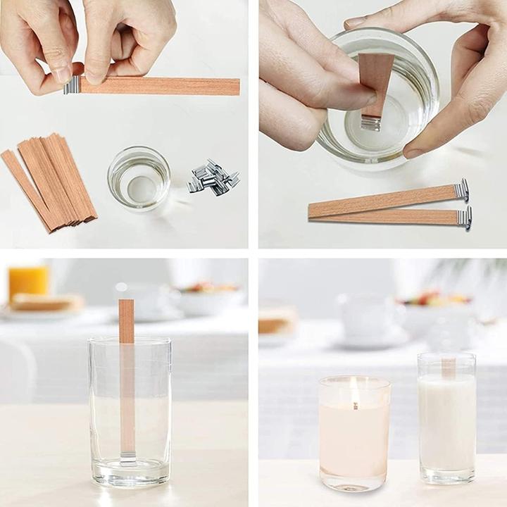 Actual product image I Am Creative Holzdocht mit Metallhalter für Kerzengiessen, 50 Stück