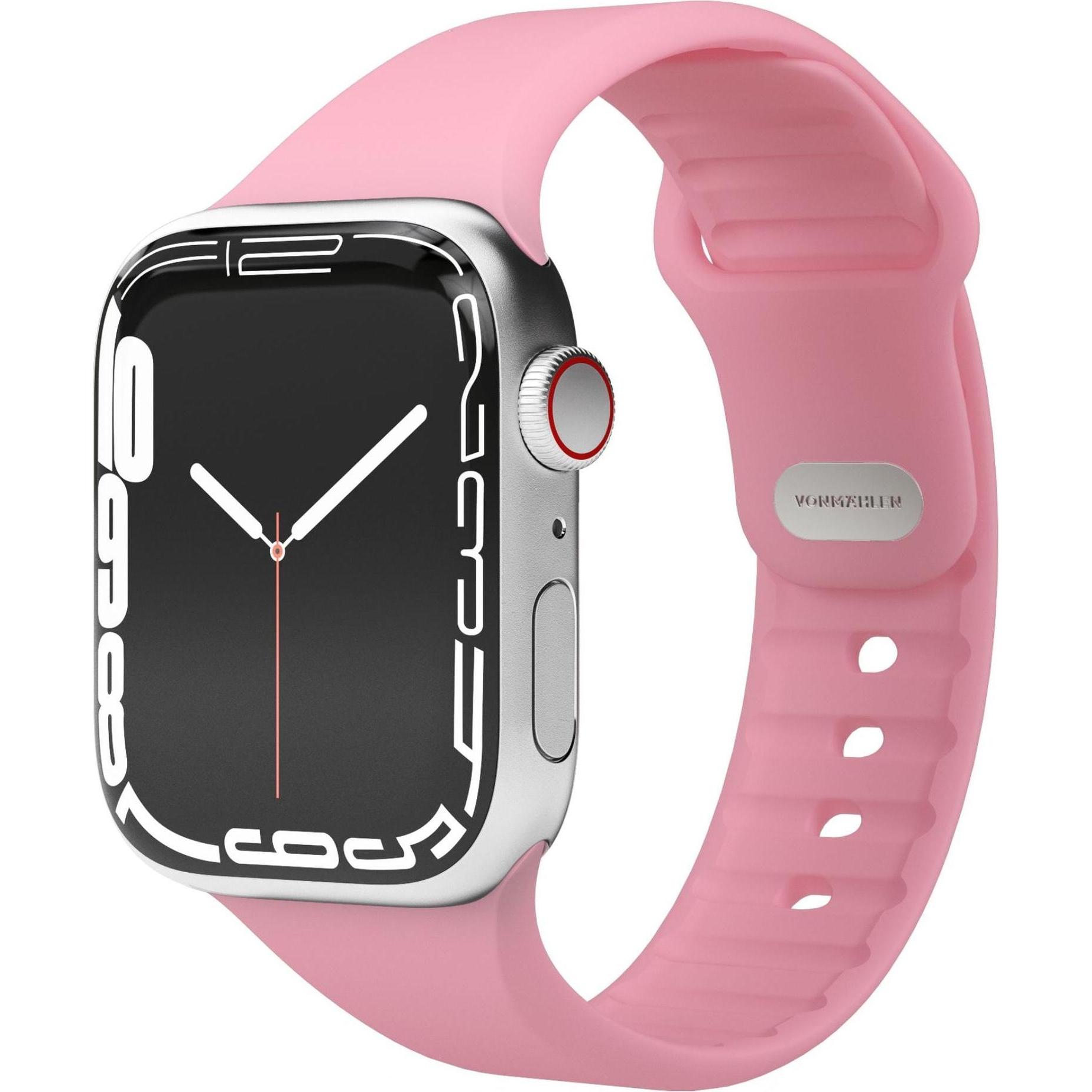 Vonmählen Classic 2 Silikonarmband für Apple Watch 42 44 45 49 mm rosa (Recyceltes Silikon), Uhrenarmband, Rosa