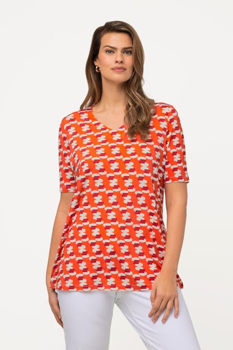 Produktbild Ulla Popken Slinkyshirt, Retro-Design, V-Ausschnitt, Halbarm (50, 52)