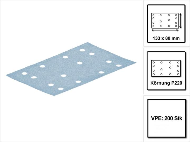 Produktbild Festool STF 80x133 Schleifstreifen Granat P220 80 x 133 mm 200 Stk. ( 2x 497123 ) für Rutscher RTS (P220)