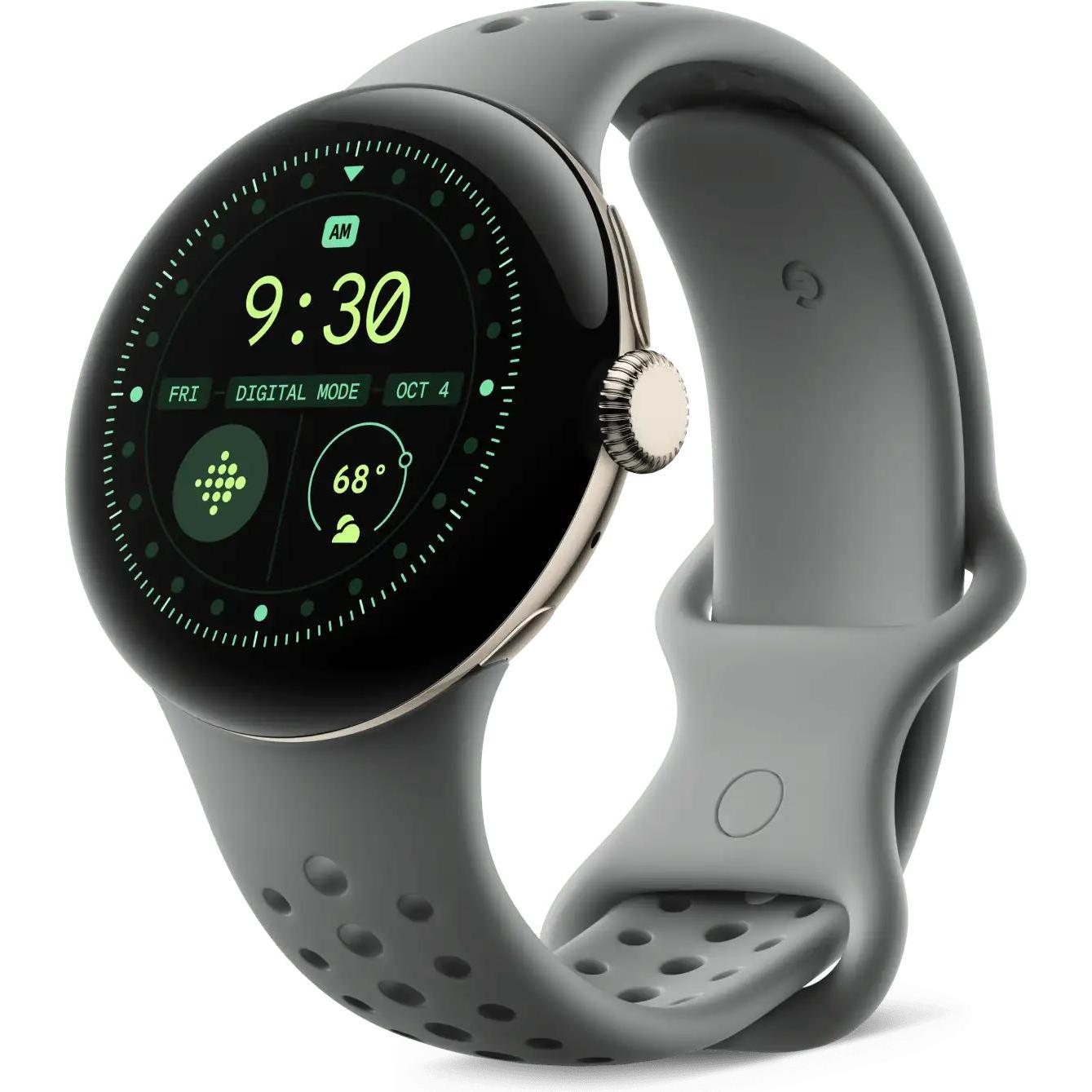 Thumbnail - Google Pixel Watch 3 (45mm), Active Sport Band (Silikon, Edelstahl), Uhrenarmband, Grau