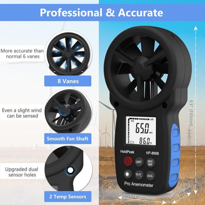 Actual product image Holdpeak Digitales Anemometer Windmessgerät