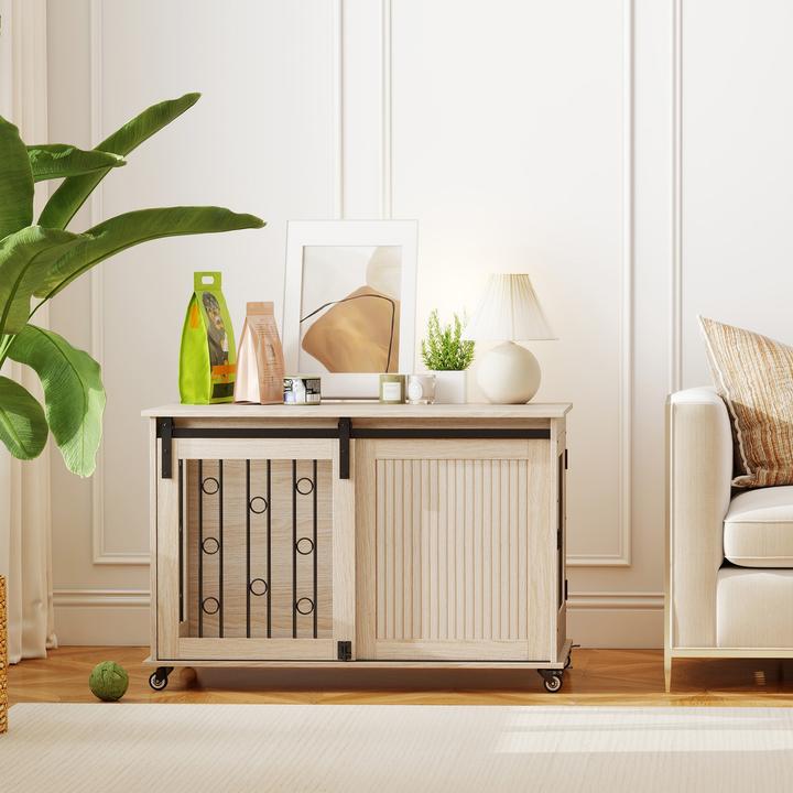 Image du produit PawHut Hundekäfig MDF, Stahl Eiche