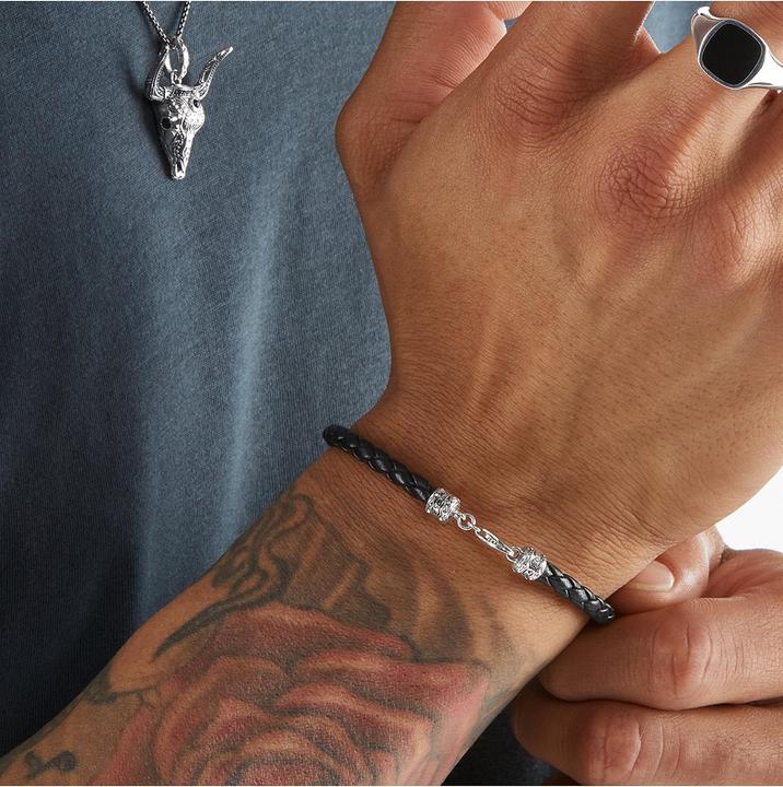 Immagine prodotto Thomas Sabo Bracciale in pelle nera (19 cm, Argento 925, Cuoio)