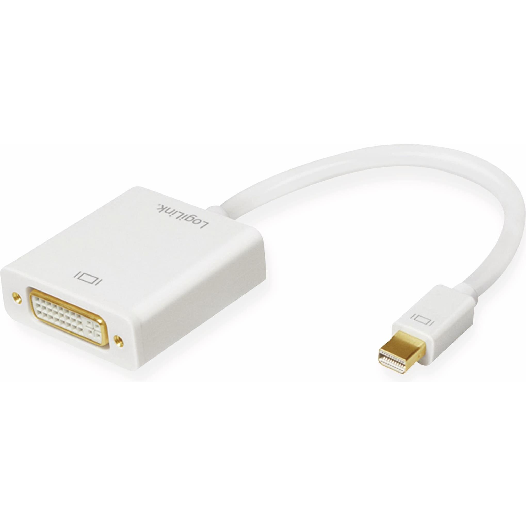 LogiLink Mini DisplayPort zu DVI (DVI, 15 cm), Data + Video Adapter, Weiss