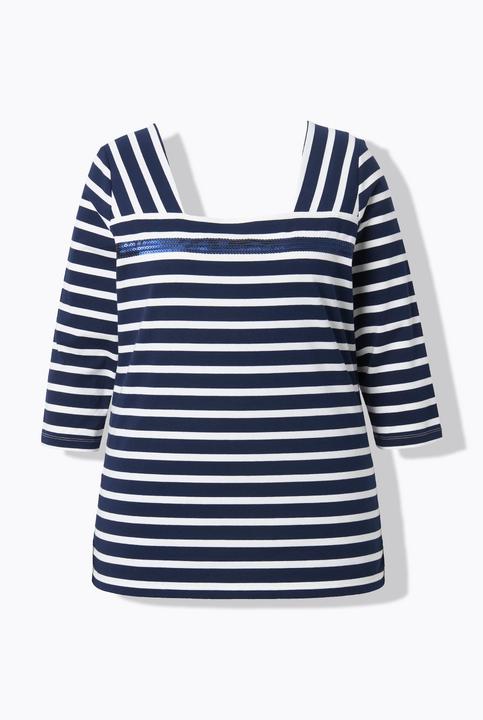 Actual product image Ulla Popken Mixed Stripe Sequined Tee (42, 44)