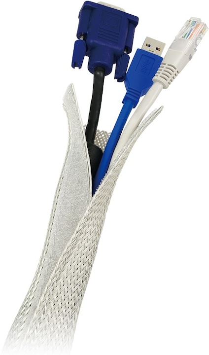 Produktbild LogiLink Kabelbündel-Gewebeschlauch, grau (Kabeldurchlass, 180 cm)