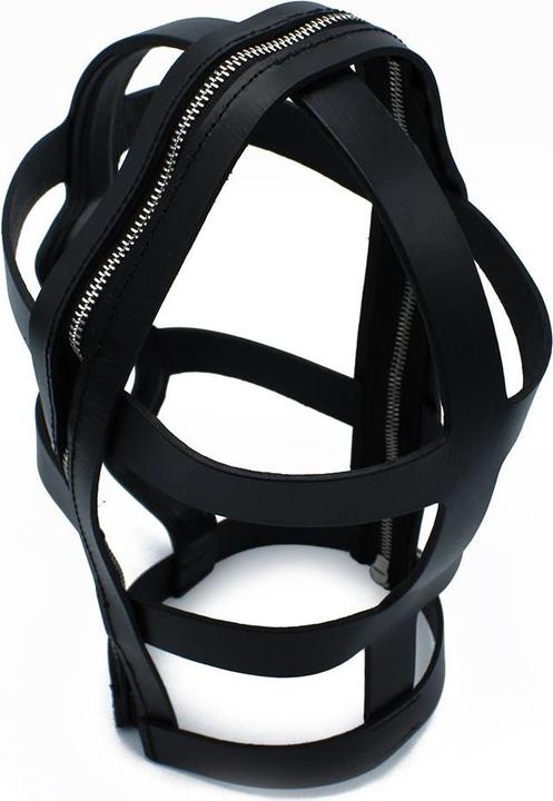 Productafbeelding Kiotos Black Leather Head Cage with Zipper