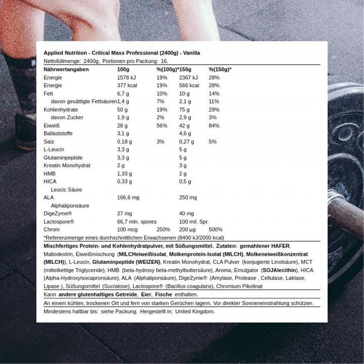 Produktbild Applied Nutririon Mass Professional 2.4kg Applied Nutrition (Vanille, 1 Stk., 2400 g)