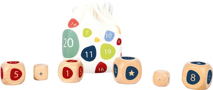Actual product image small foot Wooden cube with mathematics (German)