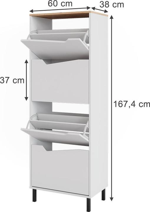 Produktbild Vicco Schuhkipper Marelle, Weiss/Artisan, 60 x 167.4 cm mit 4 Fächern (60 x 38 x 167.40 cm)