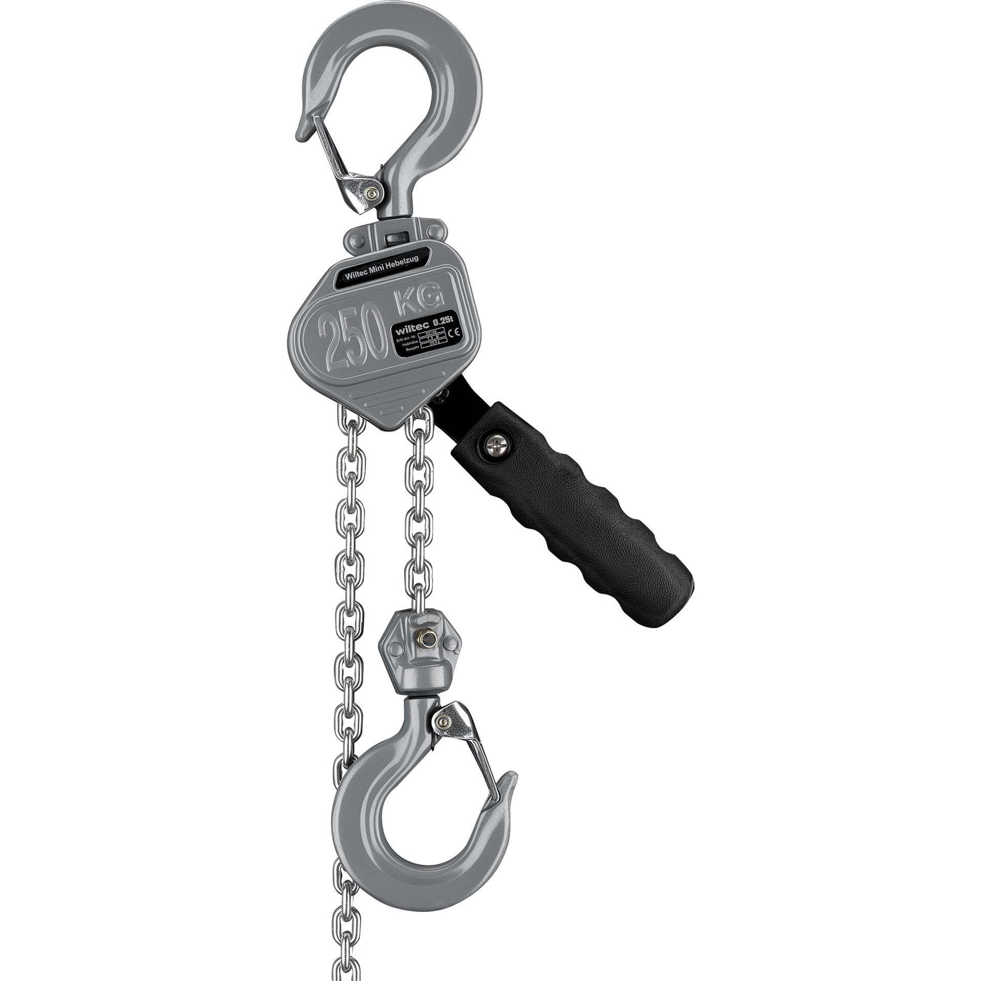 Wiltec, Seilzug + Werkstattkran, Mini Hebelzug bis 250kg Handkettenzug 1,5m Hubhöhe Kettenzug Hebezeug