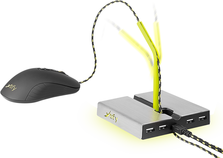 Actual product image CHERRY xtrfy B1 Mouse Bungee with LED and USB Hub