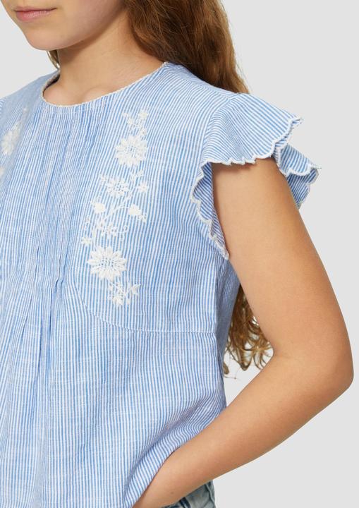 Produktbild S.Oliver Bluse Blusenshirt aus Baumwolle mit Streifenmuster und Stickereien (170, 176)