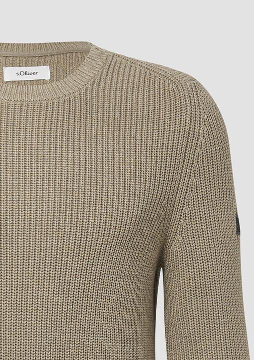 Produktbild s.Oliver Strickpullover Strukturierter Baumwoll-Pullover mit Label-Patch (3XL)