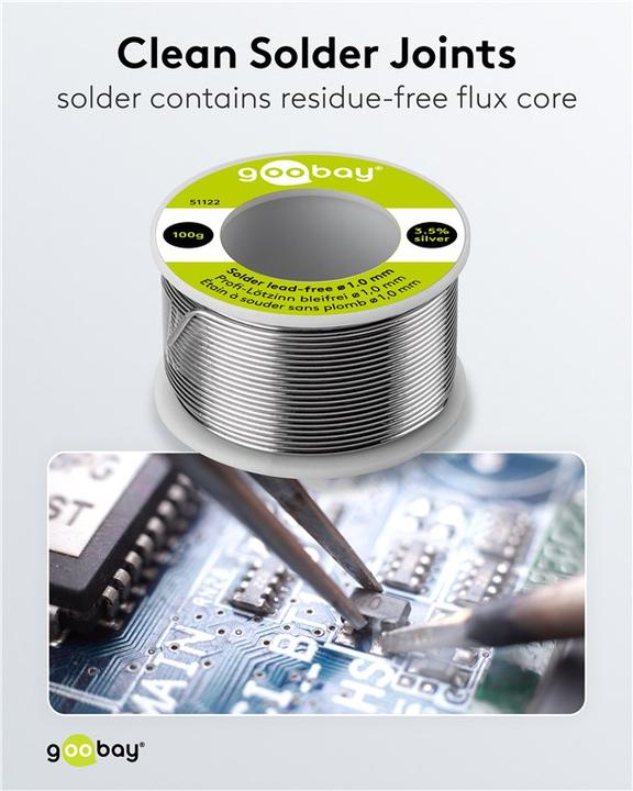 Immagine prodotto Goobay Saldatura professionale senza piombo, ø 1,0 mm, 100 g (Saldatura)