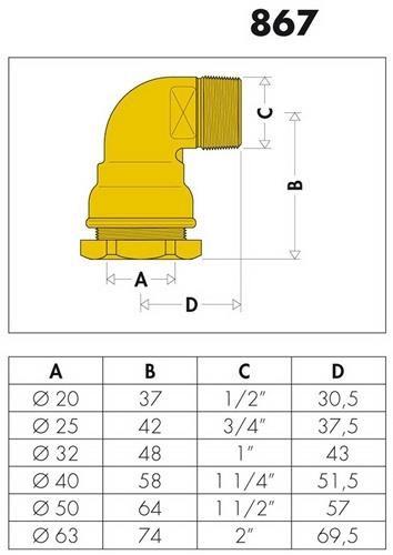 Produktbild Caleffi Winkelverschraubung 867 Messing 40 x 1 1/4" AG