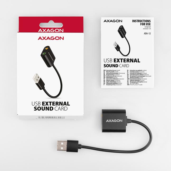 Productafbeelding Axagon ADA-12 USB 2.0, Stereo Audio Mini Adapter, 15 cm kabellengte (USB)