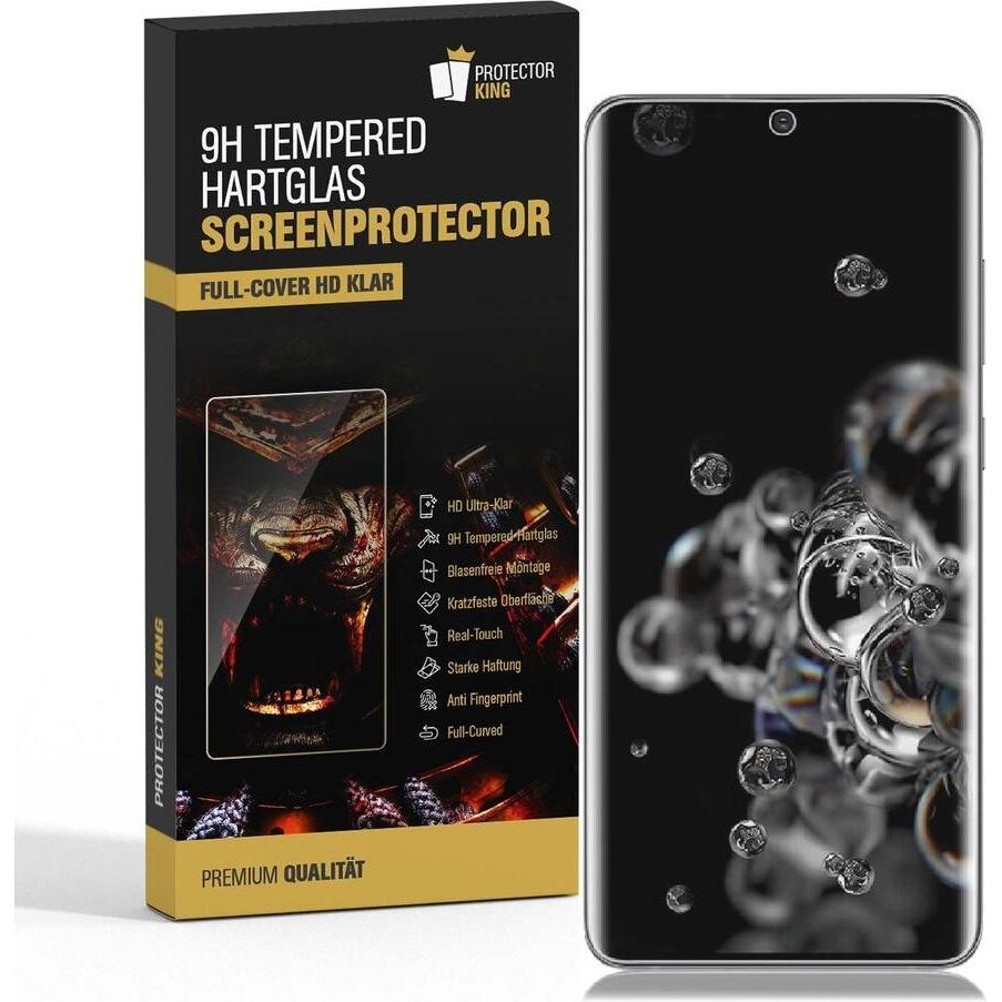 Protectorking 4x echtes Tempered 9H Panzerhartglas 3D KLAR (4 Stück, Samsung Galaxy S20 Ultra), Smartphone Schutzfolie