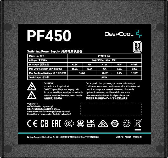 Produktbild Deepcool PF450 power supply unit 20+4 pin ATX ATX Black (450 W)