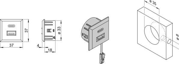 Produktbild L&S USB-C/A Einbau-Doppelsteckdose