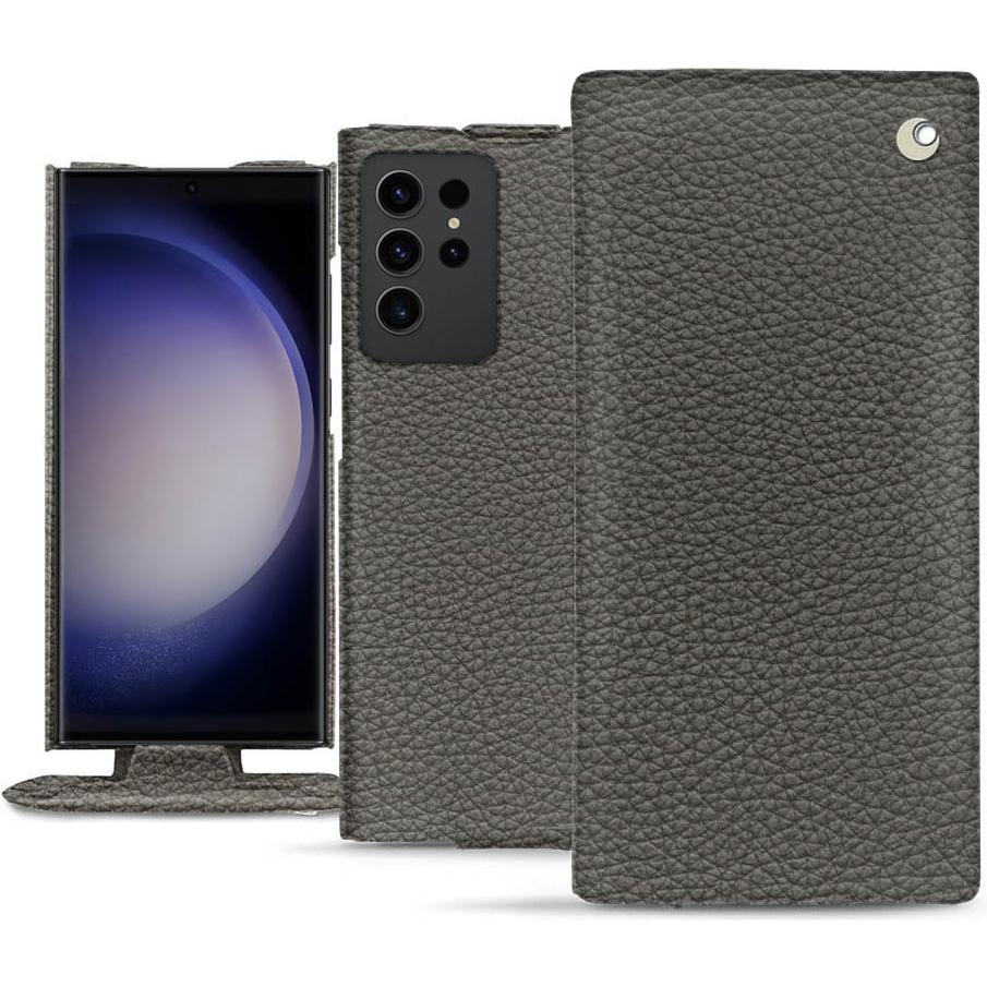 Noreve Lederschutzhülle vertikal (Samsung Galaxy S23 Ultra), Smartphone Hülle, Grau