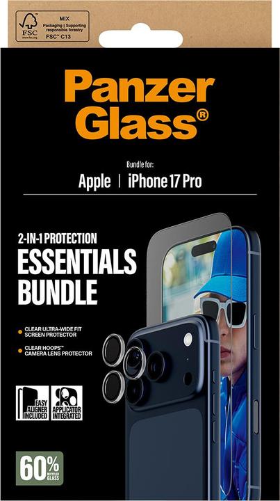 Immagine prodotto PanzerGlass 2-in-1 Essentials Set (1 Pezzo/i, Apple iPhone 17 Pro)