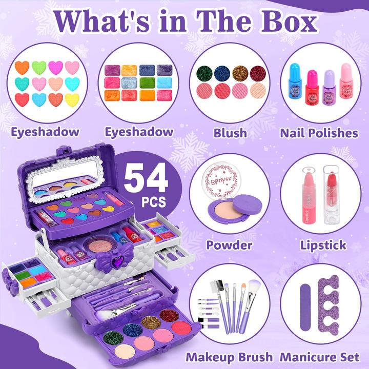 Actual product image Activity Board Make-up case, 54PCS Washable children's make-up set