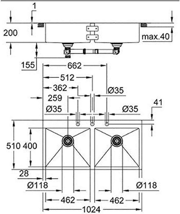 Produktbild Grohe K800 Edelstahlspüle (Aufsatzspülbecken, 49.50 cm, 100.90 cm)
