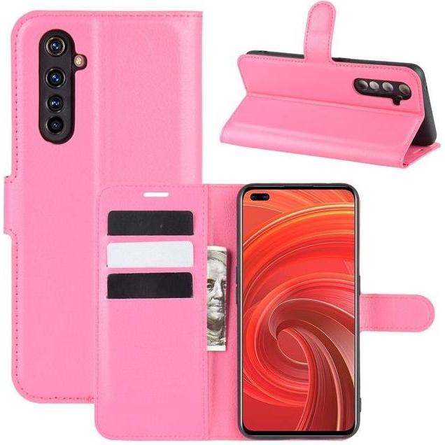 Thumbnail - MU Classic Litchi Leder Bookcover Series (Realme X50 Pro 5G), Smartphone Hülle, Rosa