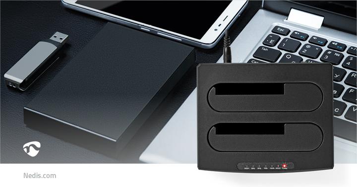 Actual product image Nedis Hard Drive Docking Station | USB 3.2 Gen1 | USB Type-A | 2 Hard Drives | 2.5 / 3.5 " | USB 3.2
