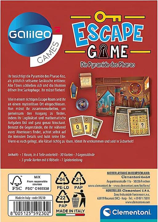 Actual product image Clementoni Galileo Escape The Pyramid of the Pharaoh (German, 1 - 6 Players)