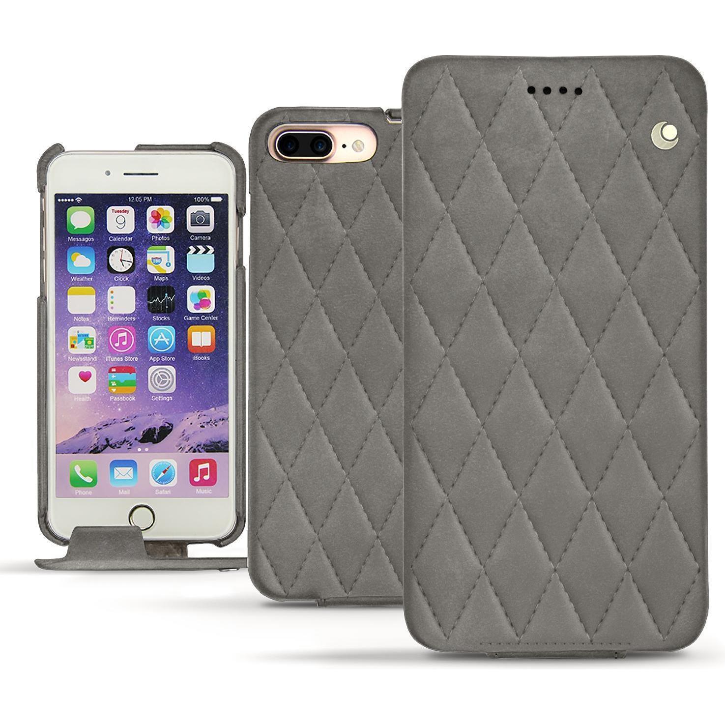 Noreve Lederschutzhülle vertikal (Apple iPhone 7 Plus), Smartphone Hülle, Grau