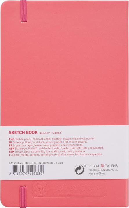 Produktbild Talens Malbuch 13 x 21 cm Korallrot (A5, Blanko, Harter Einband)