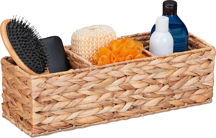 Produktbild Relaxdays Aufbewahrungskorb Wasserhyazinthe (1 x, 42.5 x 15 x 13 cm)