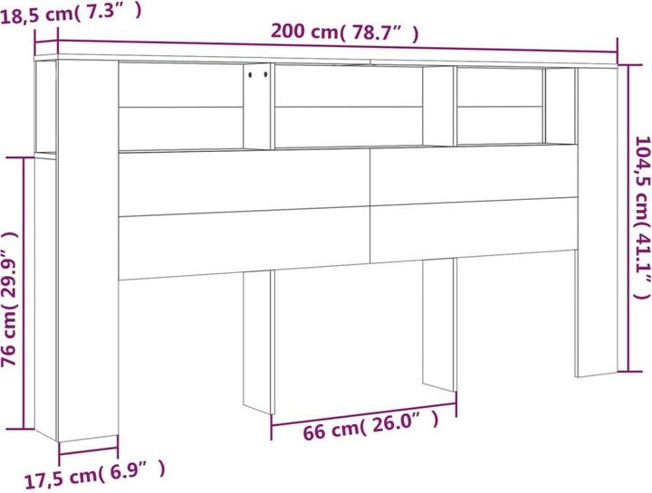 Actual product image vidaXL Kopfteil-Schrank (200 x 18 x 104.50 cm)