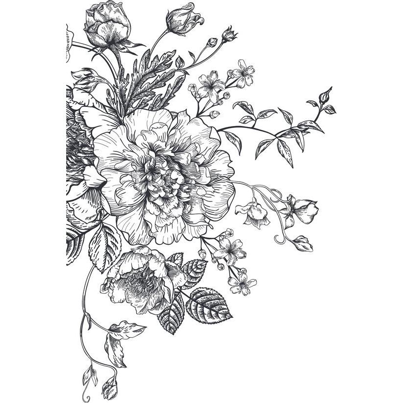 Roommates, Wandtattoo, RM - Pfingstrosen schwarz/weiss (48 x 13 cm)
