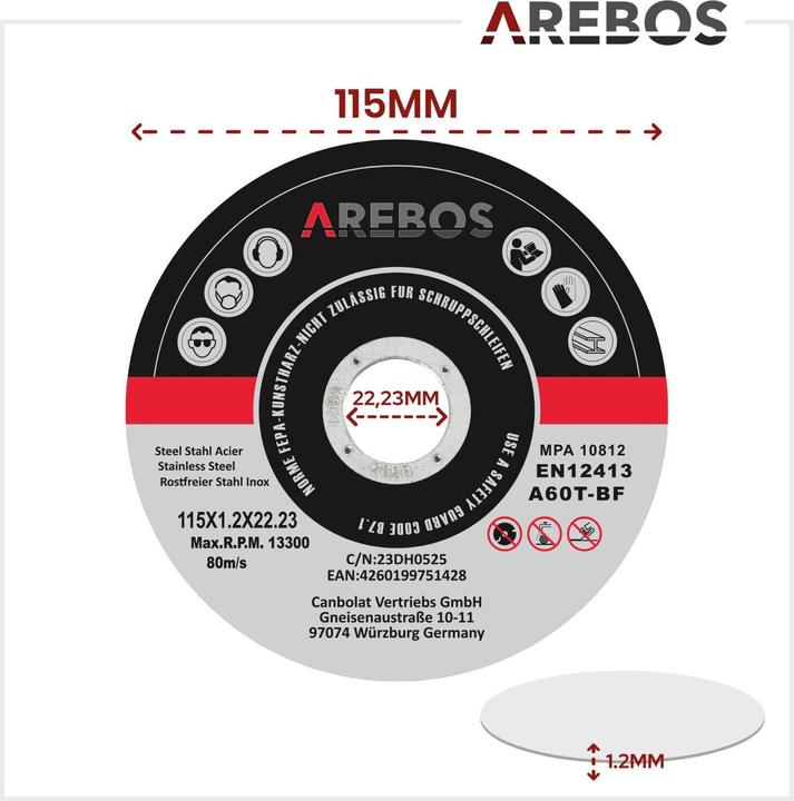 Image du produit Arebos Disque à tronçonner