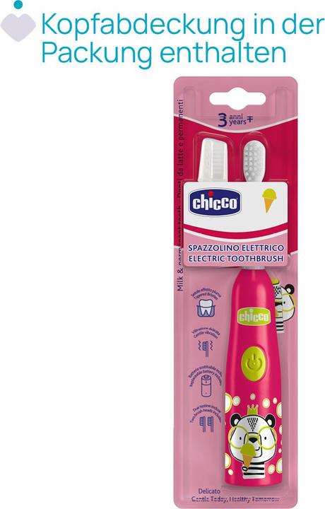 Image du produit Chicco Brosse à dents électrique, PANDA - 3Y+ - Avec pile remplaçable (Brosse à dents oscillo-rotative)