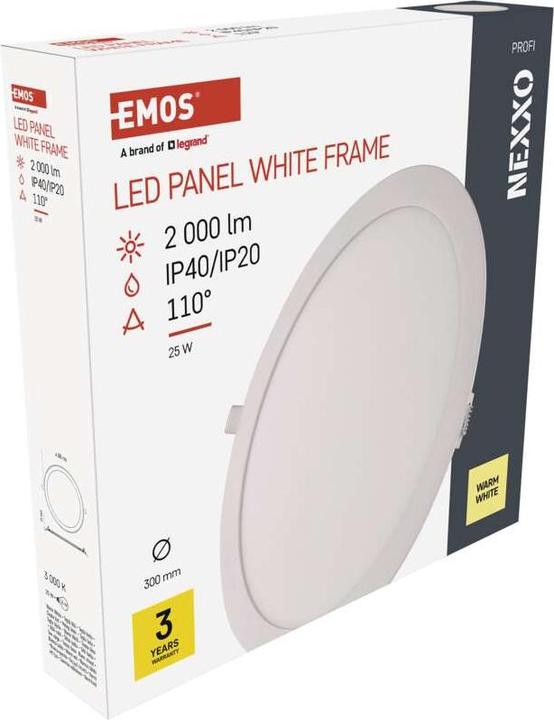 Produktbild Emos LED-Einbauleuchte NEXXO, rund, weiss, 25W, warmweiss (2000 lm)