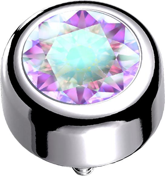 Produktbild Star Piercing Dermal Anchor Zylinder silber mit Kristall multicolor (ohne Messing, Titan)