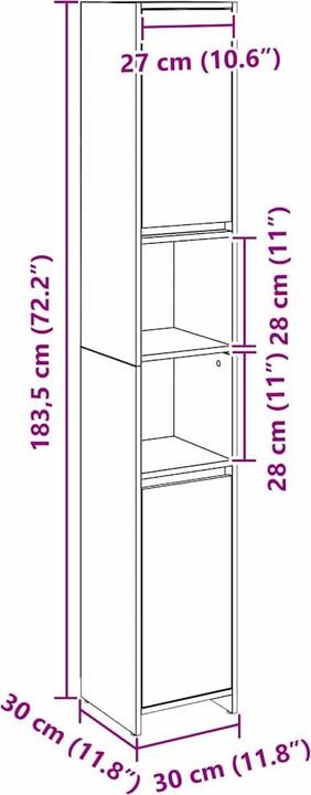 Produktbild vidaXL Badezimmerschrank (30 x 30 x 183.50 cm)